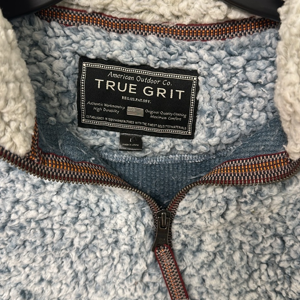 True Grit Gray Zip Up Sweater Cozy Knit Quarter-Zip - Picture 2 of 4